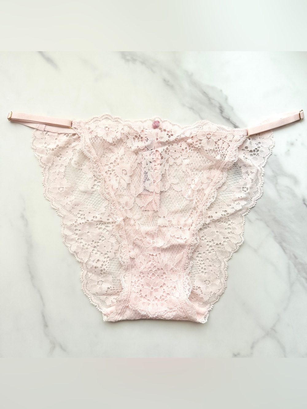 NWT VICTORIA’S SECRET DREAM ANGELS LACE ADJUSTABLE STRING BIKINI PANTY PUREST PI